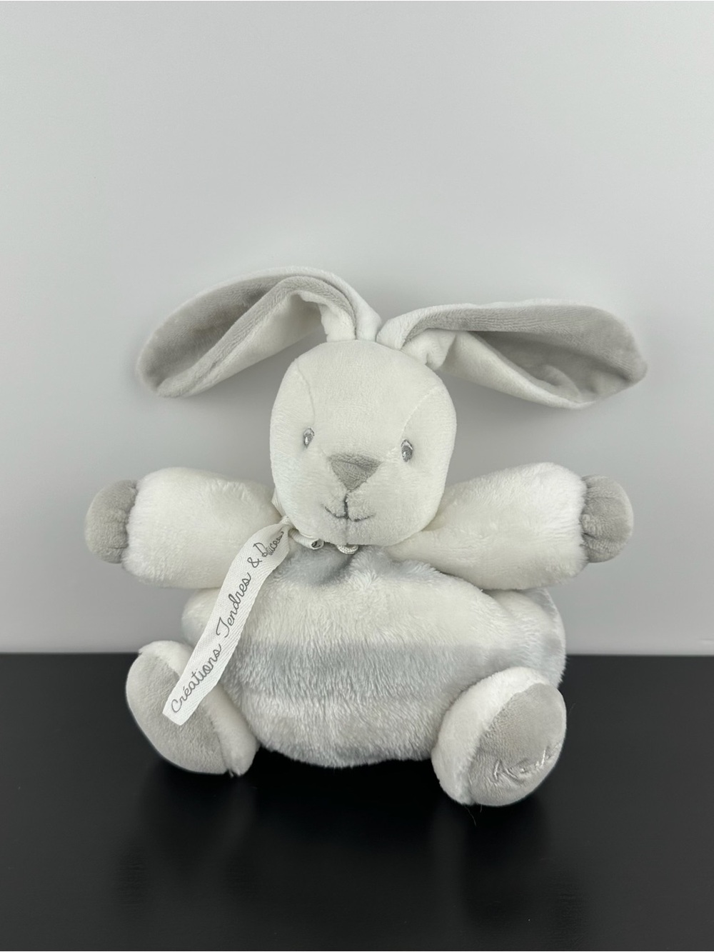 Kaloo France Rare Bebe Patapouf Chubby Bunny Rabbit 8" Gray & White Lapin Plush